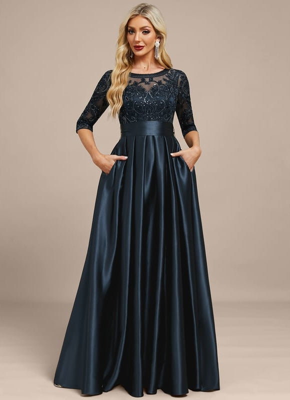 Robe de Soirée Satin Noir Élégant - gallery 2