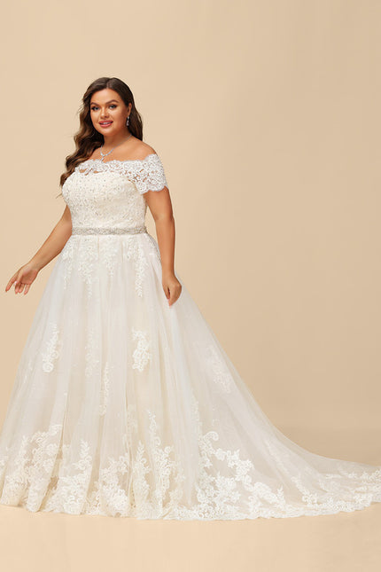 Robe de Soirée Longue Blanche Princess Épaules Dénudées - gallery 8