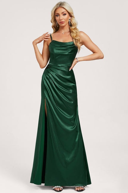 Robe de Soirée Émeraude Satinée Chic - gallery 2