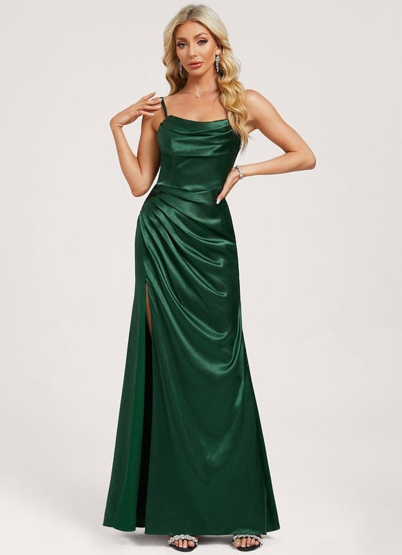 Robe de Soirée Émeraude Satinée Chic - gallery 2