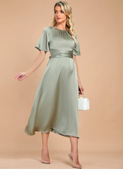 Robe de Soirée Satinée Sage