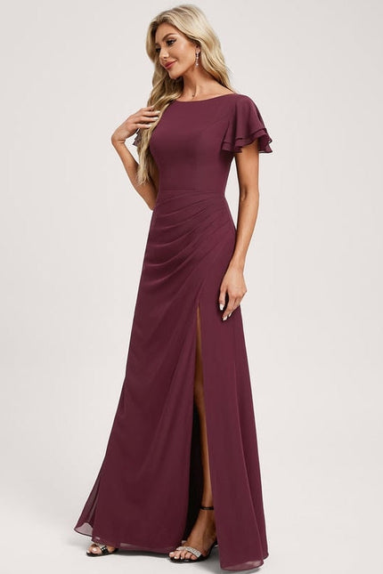 Robe de Soirée Longue Bordeau Chic - gallery 3