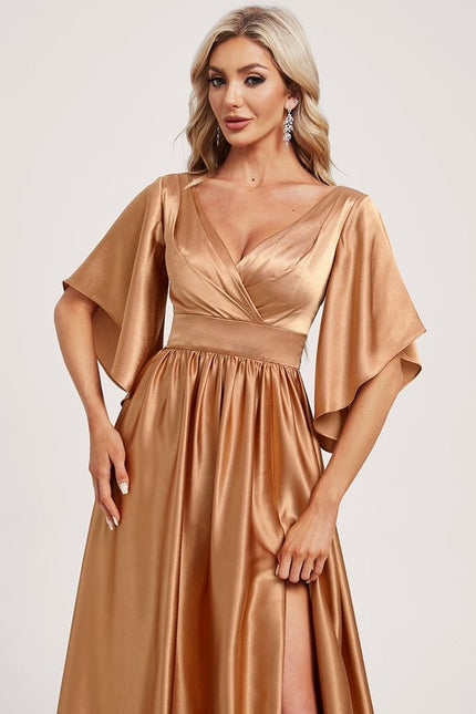 Robe de Soirée Dorée Fluide - gallery 2