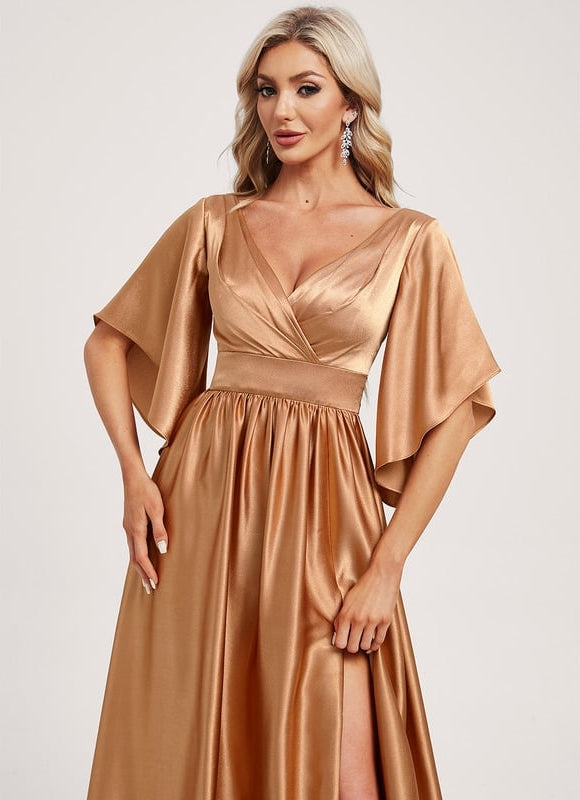 Robe de Soirée Dorée Fluide - gallery 2