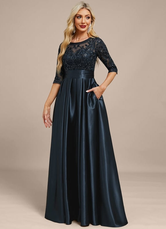 Robe de Soirée Satin Noir Élégant - gallery 3