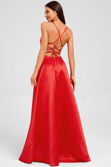 Robe de Soirée Satinée Rubis - gallery 1