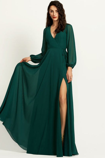 Robe de Soirée Mousseline Beige - gallery 3