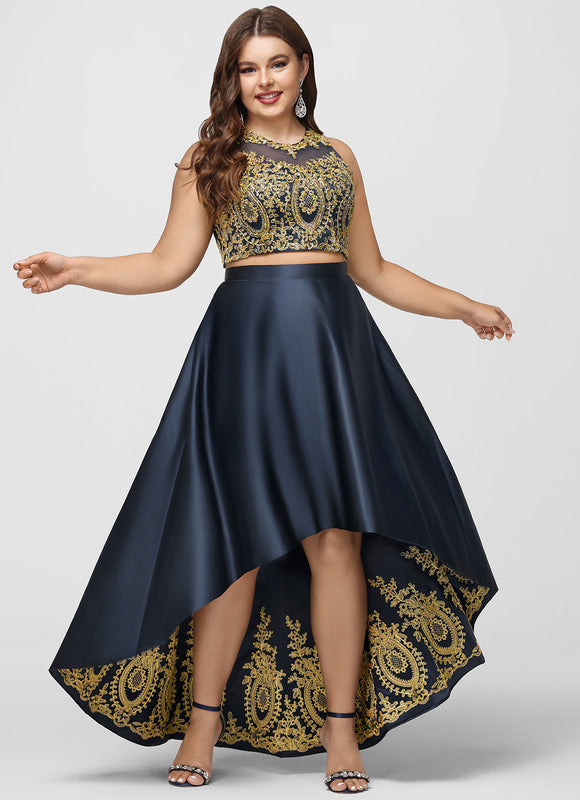 Robe de Soirée Éclat Doré Asymétrique - gallery 5