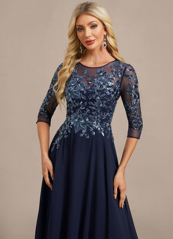 Robe de Soirée Élégance Marine Satinée - gallery 1