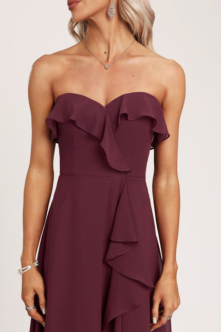 Robe de Soirée Élégance Vin Rouge - gallery 1