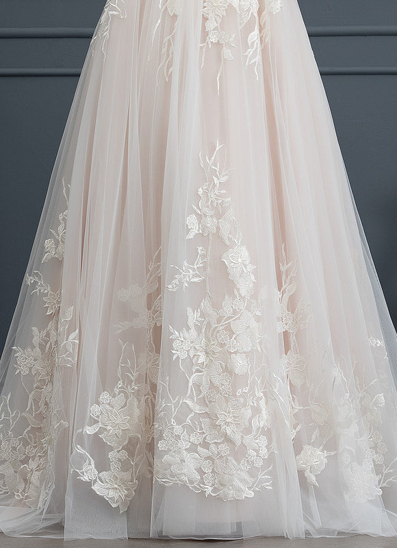 Robe de Soirée Longue Blanche Princesse Tulle Dentelle Mariée - gallery 5