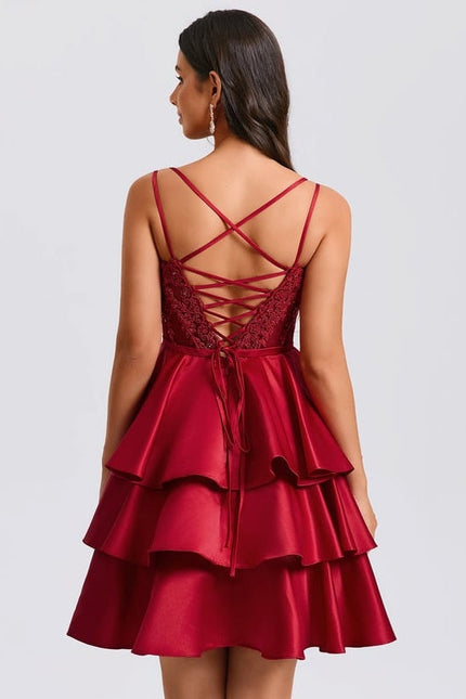 Robe de Soirée Volants Satinée - gallery 3