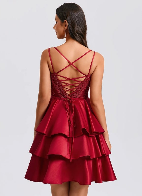 Robe de Soirée Volants Satinée - gallery 3