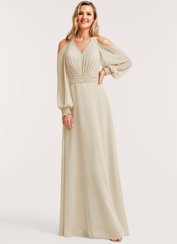 Robe de Soirée Écrue Flottante - gallery 2