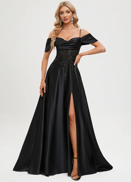 Robe de Soirée Noir Satin Glamour