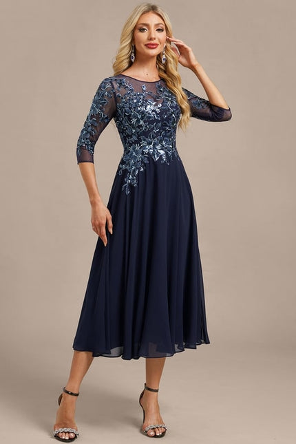 Robe de Soirée Élégance Marine Satinée - gallery 5