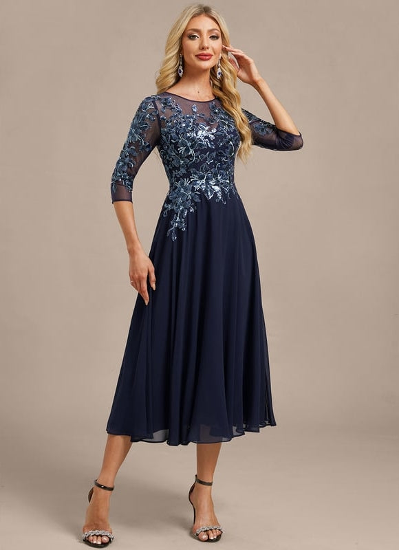 Robe de Soirée Élégance Marine Satinée - gallery 5