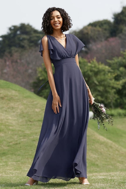 Robe de Soirée Mousseline Beige - gallery 6
