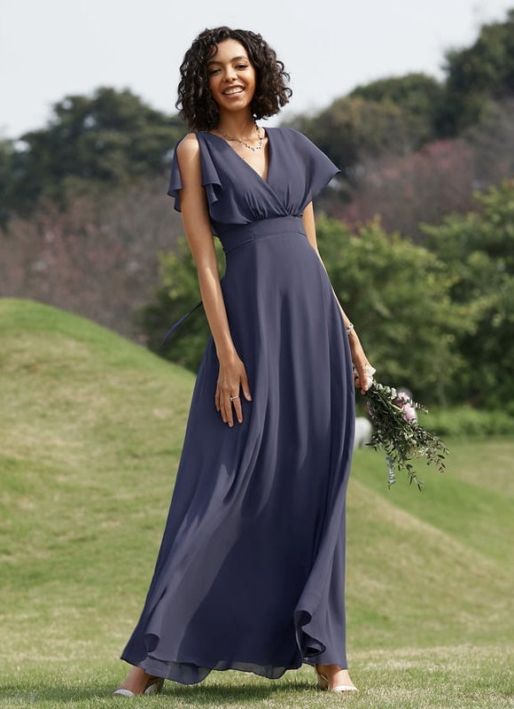 Robe de Soirée Mousseline Beige - gallery 6