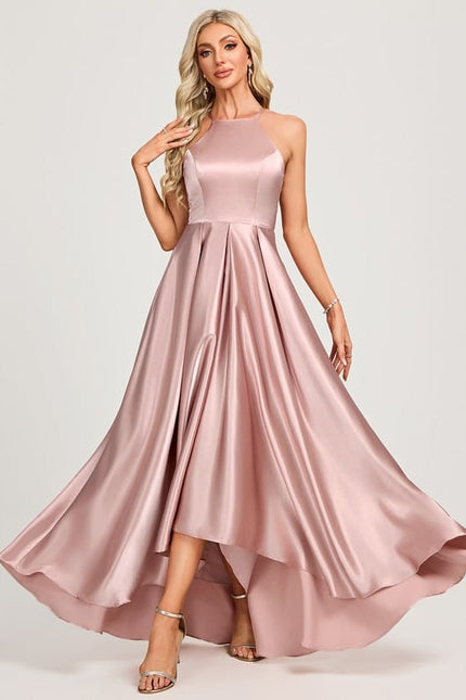 Robe de Soirée Satin Rose Pâle