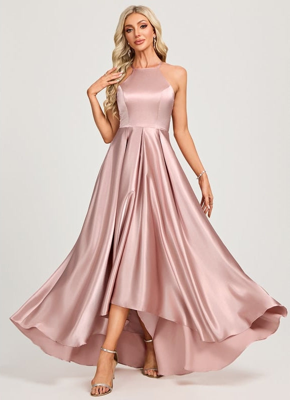 Robe de Soirée Satin Rose Pâle