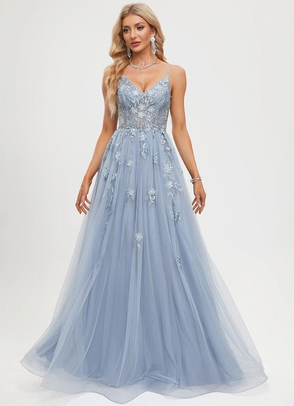 Robe de Soirée Céleste Fleurie