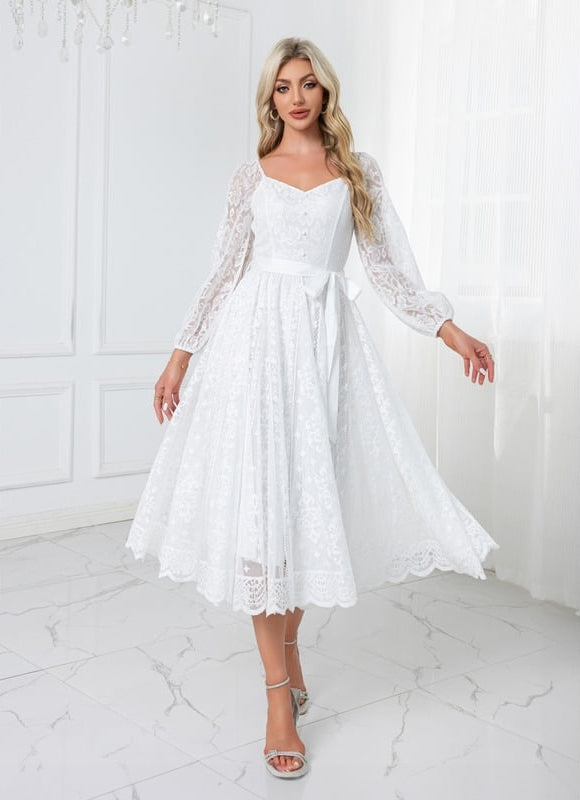 Robe de Soirée Dentelle Évasée - gallery 1