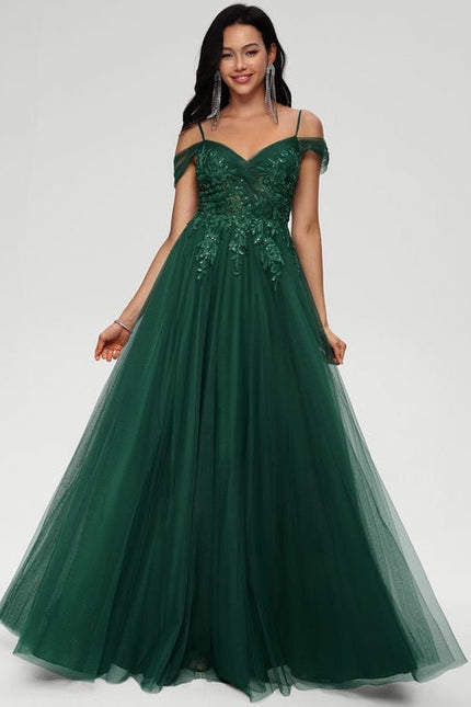 Robe de Soirée Tulle Émeraude