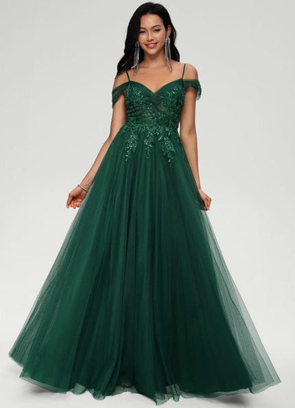 Robe de Soirée Tulle Émeraude