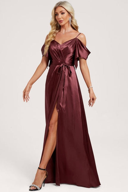 Robe de Soirée Satin Vert Pâle - gallery 2