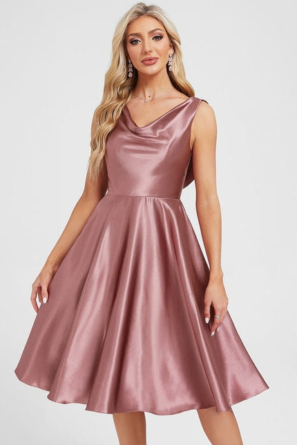 Robe de Soirée Satin Rose Chic - gallery 2