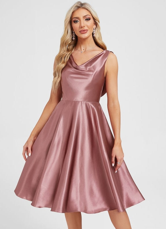 Robe de Soirée Satin Rose Chic - gallery 2