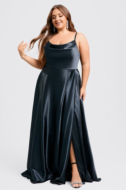 Robe de Soirée Satinée Rose Douce - gallery 9