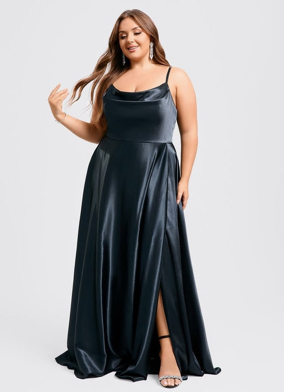Robe de Soirée Satinée Rose Douce - gallery 9