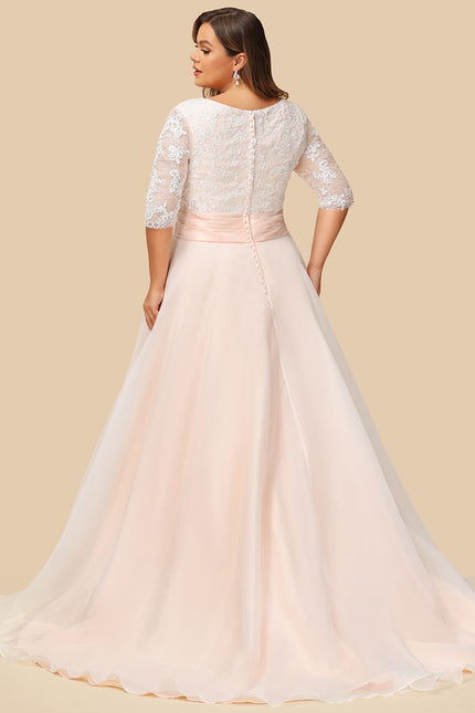 Robe de Soirée Longue Blanche Princesse Dentelle Voile - gallery 6