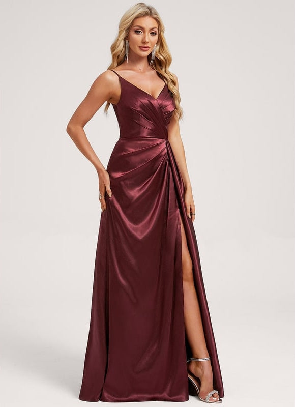 Robe de Soirée Satin Vert Pâle - gallery 2