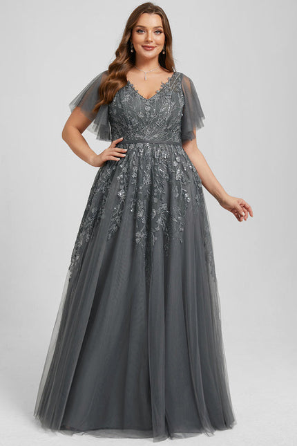 Robe de Soirée Tulle Grise - gallery 8