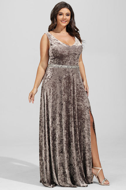 Robe de Soirée Velours Sable Chic - gallery 7