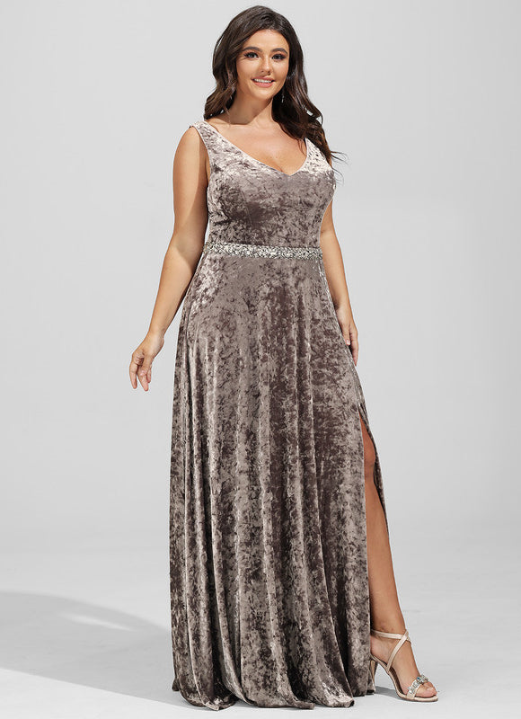 Robe de Soirée Velours Sable Chic - gallery 7
