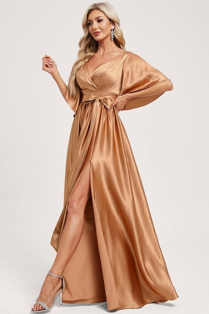 Robe de Soirée Dorée Fluide - gallery 1