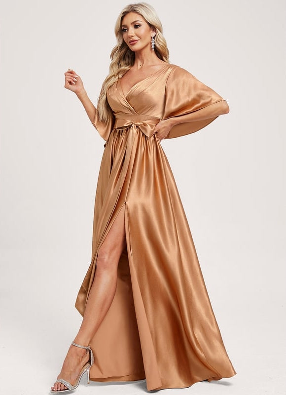 Robe de Soirée Dorée Fluide - gallery 1