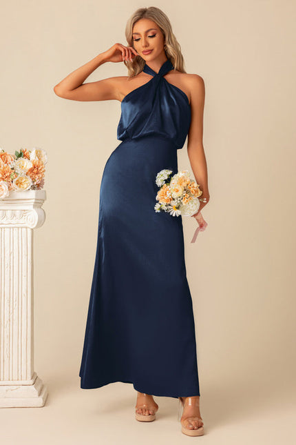 Robe de Soirée Satin Vert Poudré - gallery 9