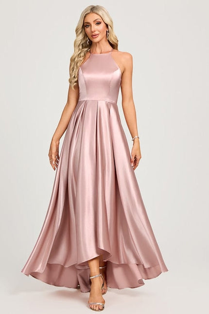 Robe de Soirée Satin Rose Pâle - gallery 3