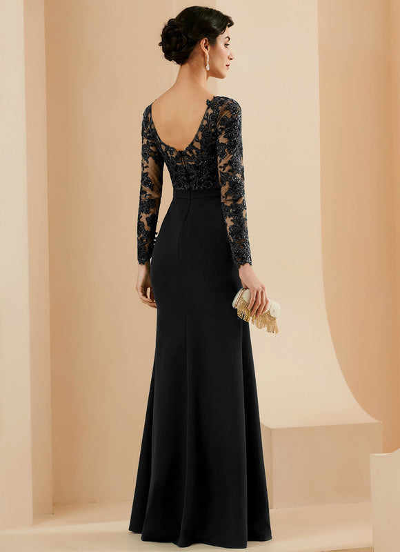 Robe Longue Noire Dentelle Soirée Paillettes - gallery 4