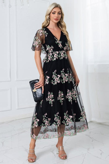 Robe de Soirée Florale Noire - gallery 4