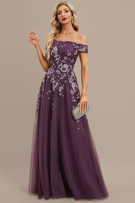 Robe de Soirée Élégance Violette Couture - gallery 2
