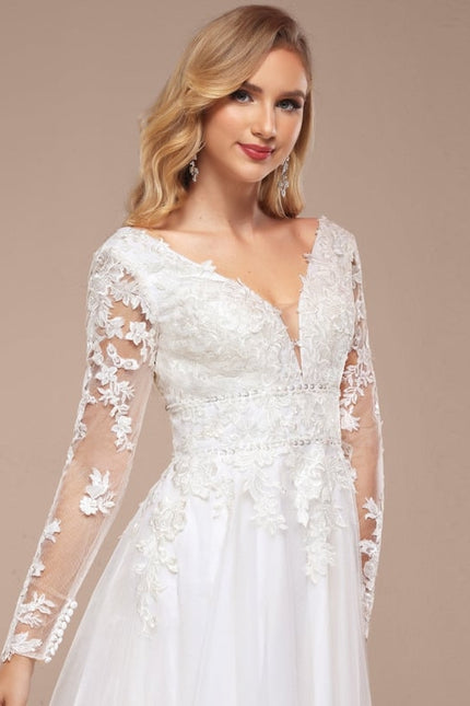 Robe De Soirée Avec Tulle Travaillé - gallery 1