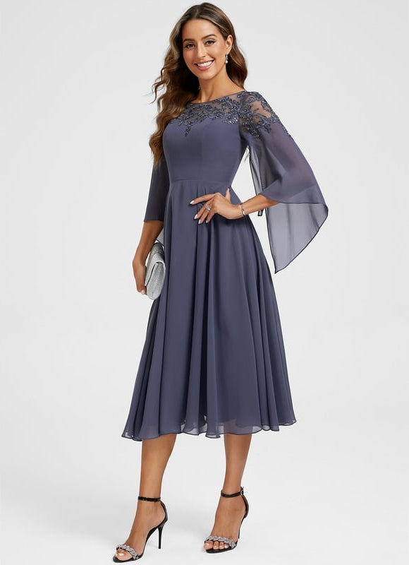 Robe de Soirée Fluide Mauve - gallery 3