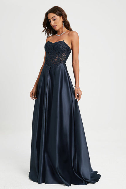 Robe de Soirée Satin Noir Éclat - gallery 2