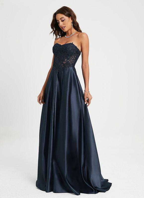 Robe de Soirée Satin Noir Éclat - gallery 2